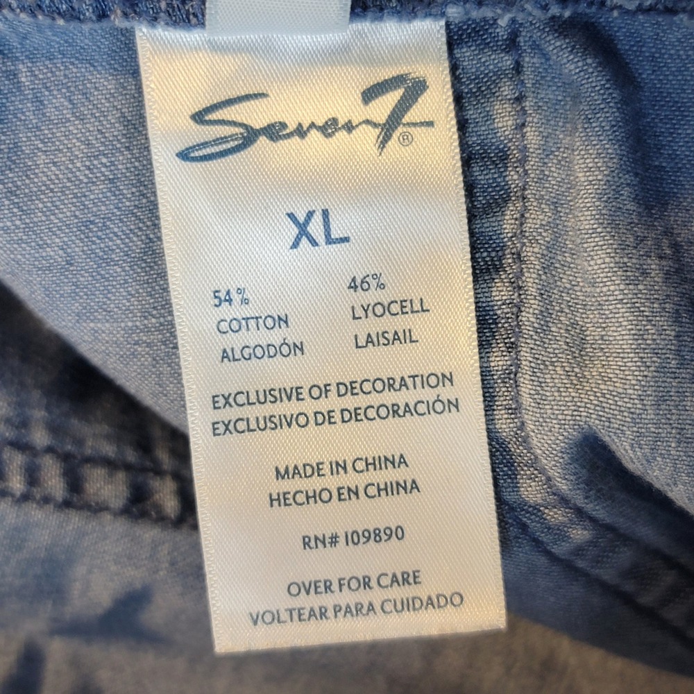 Seven7 Utility Jogger Pants Blue Denim Pull-On Womens Sz XL Cargo - Picture 10 of 13